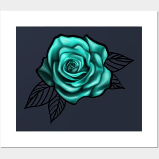 Turquoise rose Art Print Posters and Art